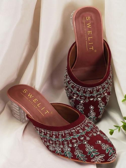 women embroidered block heel mules - 22263415 - Very Small Image - 1