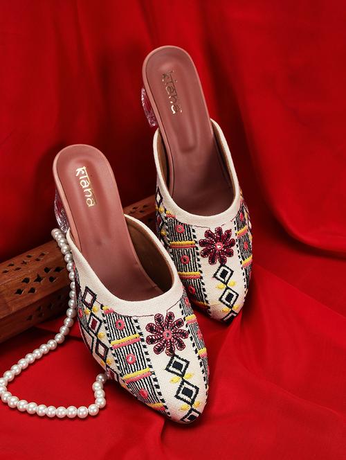 women embroidered block heel mules - 22263416 - Very Small Image - 1