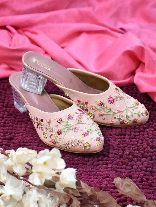 women embroidered block heel mules - 22263420 - Very Small Image - 1