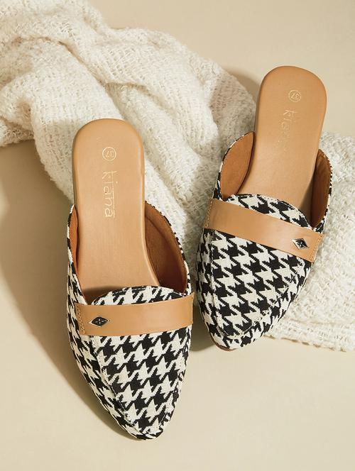 women houndstooth print flat mules - 22263439 - Very Small Image - 1