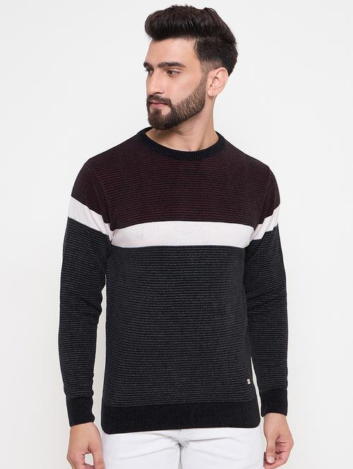 men color blocked long sleeve pullover - 22264466 - Very Small Image - 1