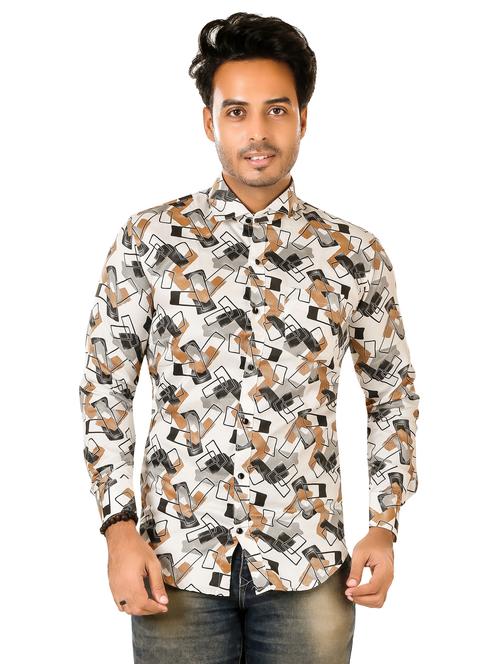 men geometric long sleeve regualr fit casual shirt - 22264481 - Very Small Image - 1