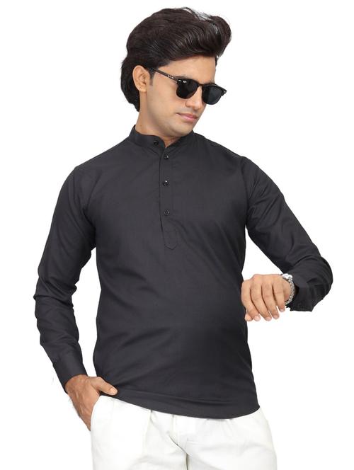 men solid mandarin neck short kurta - 22265488 - Very Small Image - 1