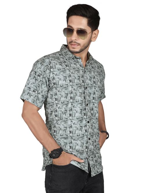 men printed short sleeve regualr fit casual shirt - 22265506 - Very Small Image - 1