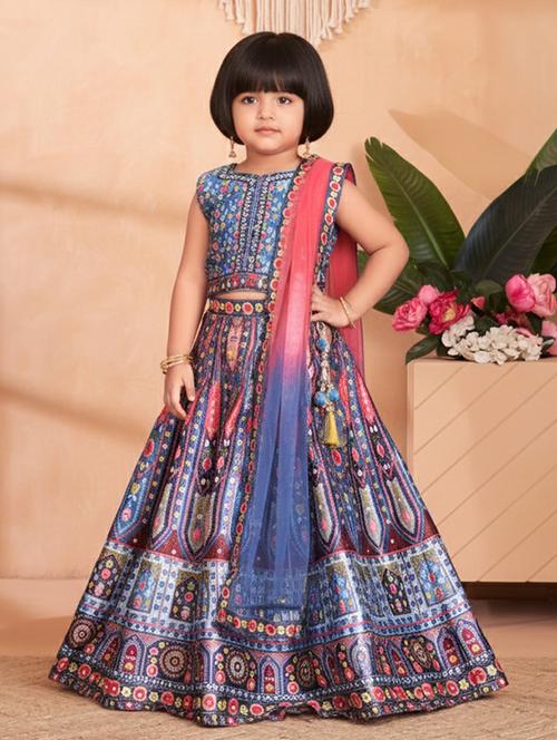 Girls Printed Lehenga Choli With Dupatta Set - 22265746 - Very Small Image - 1