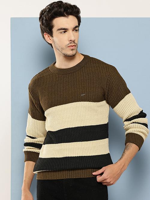 men color block long sleeve regular fit pullover - 22265789 - Very Small Image - 1