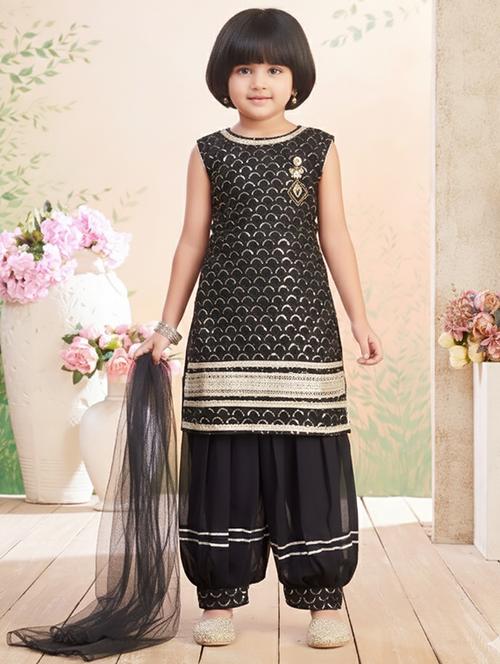 girls embroidered kurta and salwar set with dupatta - 22265839 - Very Small Image - 1