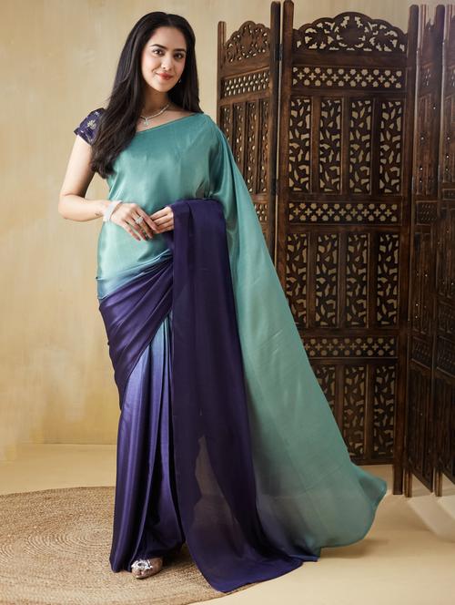 women ombre ready to wear saree with blouse - 22265902 - Very Small Image - 1