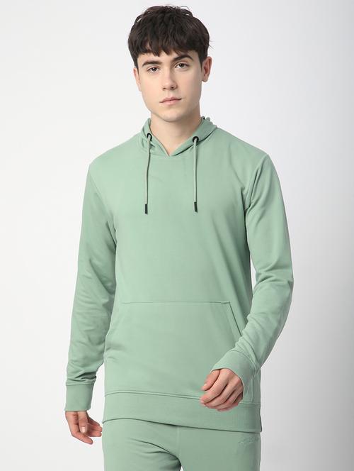 men solid long sleeve hooded sweatshirt - 22266739 - Very Small Image - 1