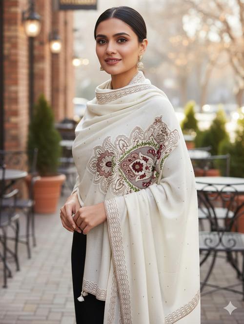 women self design winter shawl - 22267878 - Very Small Image - 1
