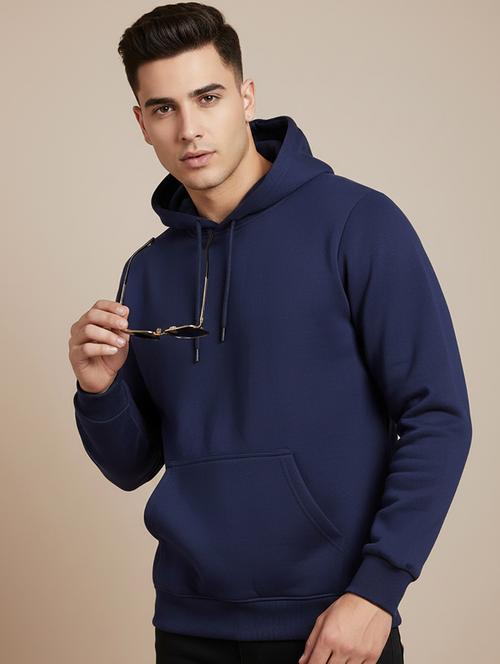 men solid long sleeve hooded sweatshirt - 22268638 - Very Small Image - 1