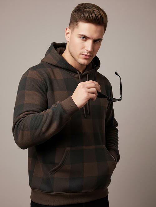 men checkered long sleeve hooded sweatshirt - 22268658 - Very Small Image - 1