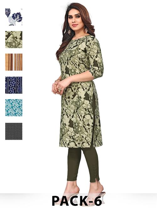 women pack of 6 printed straight kurta - 22269135 - Very Small Image - 1