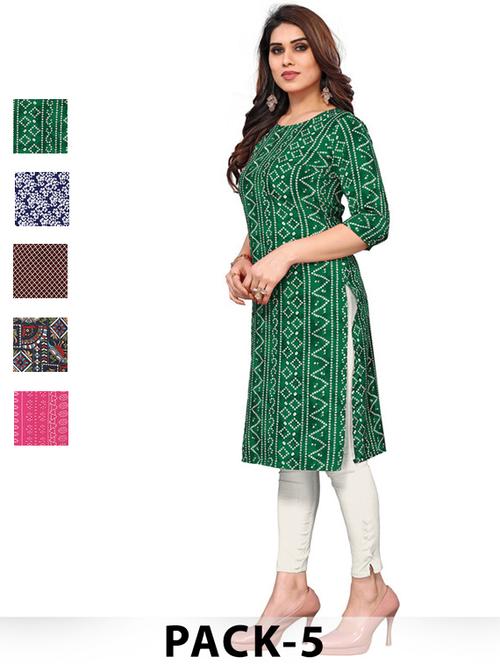 women pack of 5 printed straight kurta - 22269564 - Very Small Image - 1