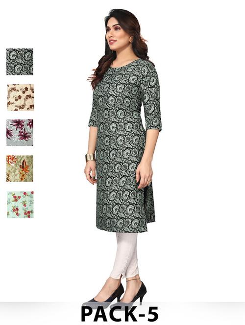 women pack of 5 printed straight kurta - 22269588 - Very Small Image - 1