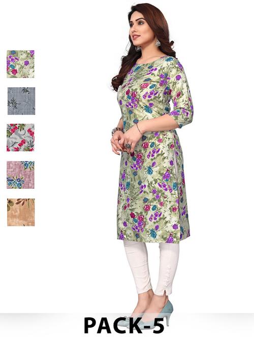women pack of 5 printed straight kurta - 22269611 - Very Small Image - 1