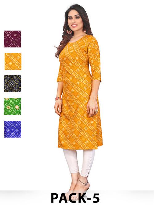 women pack of 5 printed straight kurta - 22269645 - Very Small Image - 1