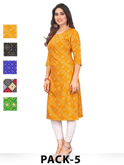 women pack of 5 printed straight kurta - 22269710 - Very Small Image - 1