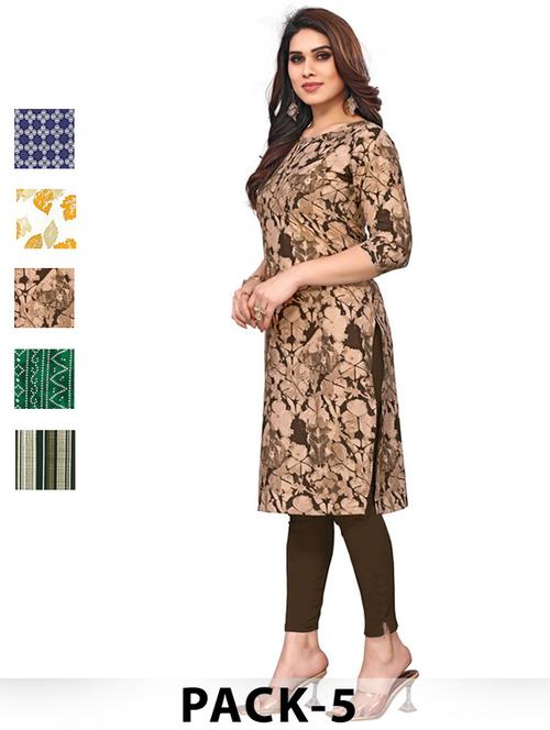 women pack of 5 printed straight kurta - 22269734 - Very Small Image - 1