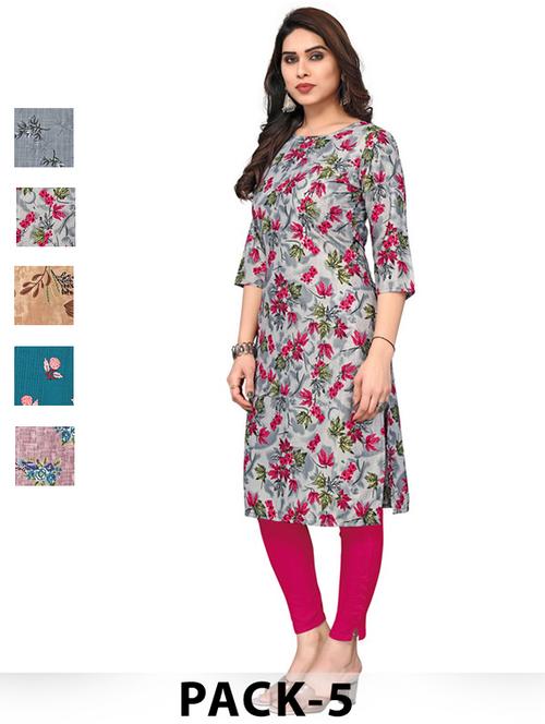 women pack of 5 printed straight kurta - 22269741 - Very Small Image - 1