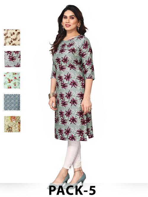 women pack of 5 printed straight kurta - 22269743 - Very Small Image - 1