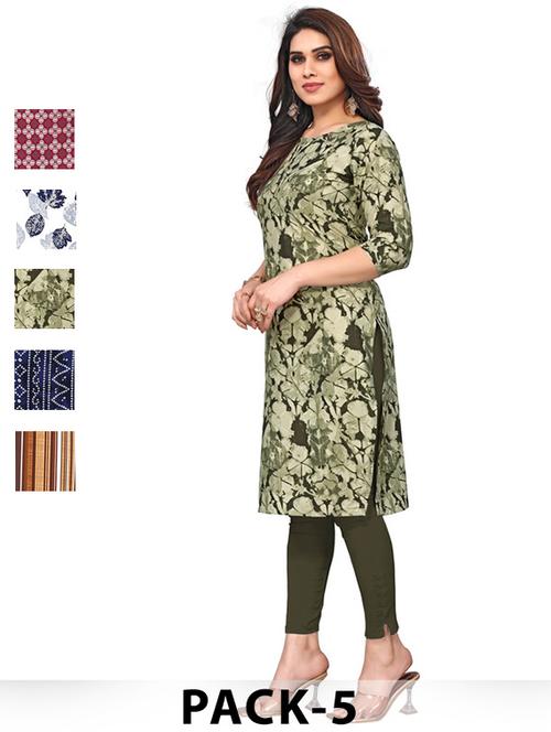 women pack of 5 printed straight kurta - 22269755 - Very Small Image - 1