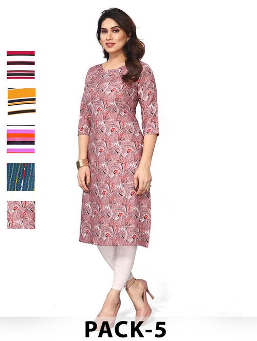 women pack of 5 printed straight kurta - 22269826 - Very Small Image - 1
