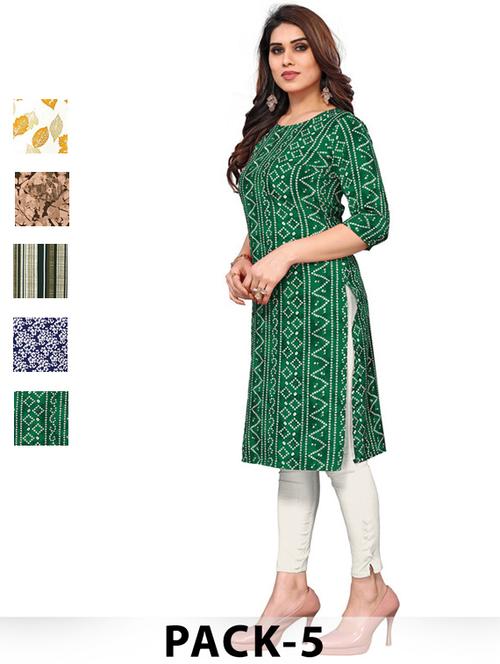 women pack of 5 printed straight kurta - 22269832 - Very Small Image - 1