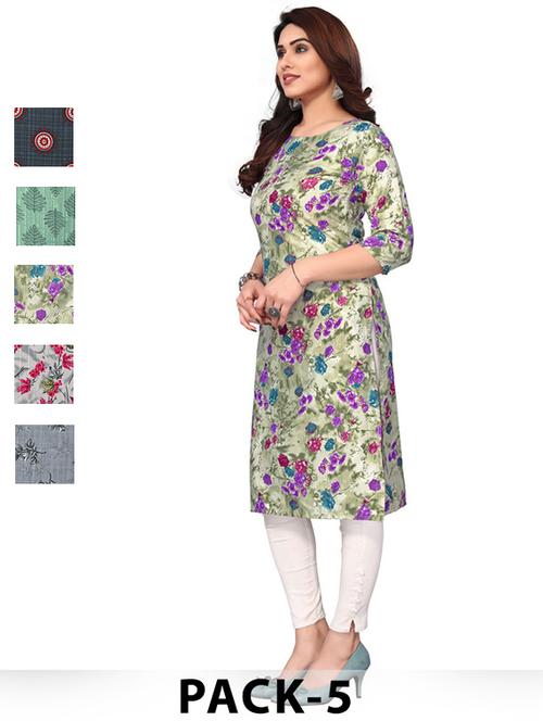 women pack of 5 printed straight kurta - 22269868 - Very Small Image - 1