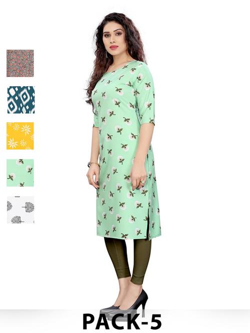 women pack of 5 printed straight kurta - 22269896 - Very Small Image - 1
