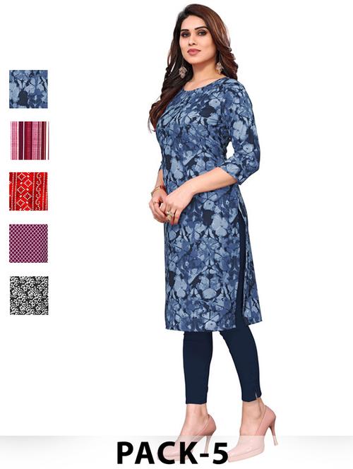women pack of 5 printed straight kurta - 22269913 - Very Small Image - 1
