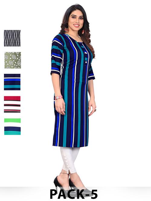women pack of 5 printed straight kurta - 22269915 - Very Small Image - 1