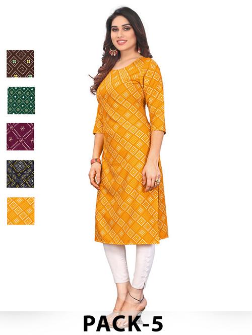 women pack of 5 printed straight kurta - 22269937 - Very Small Image - 1