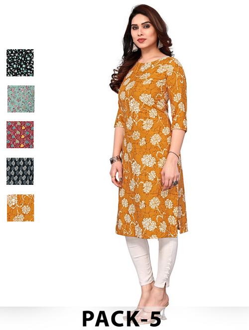 women pack of 5 printed straight kurta - 22269949 - Very Small Image - 1