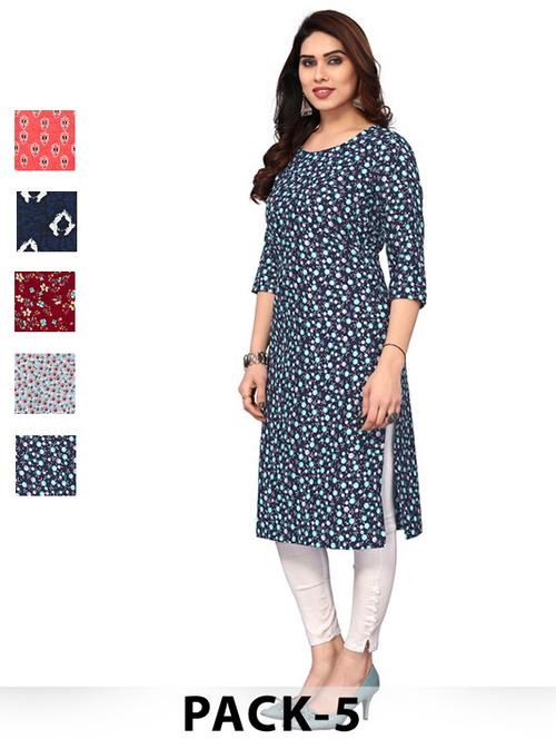 women pack of 5 printed straight kurta - 22269959 - Very Small Image - 1
