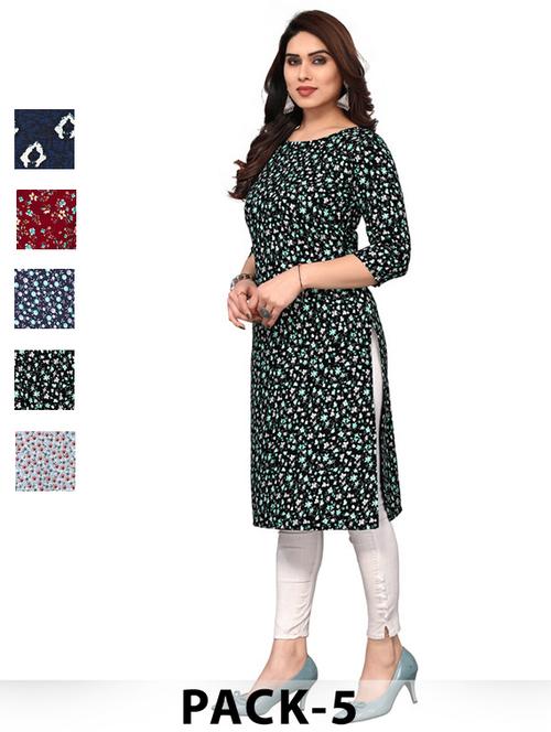 women pack of 5 printed straight kurta - 22269999 - Very Small Image - 1