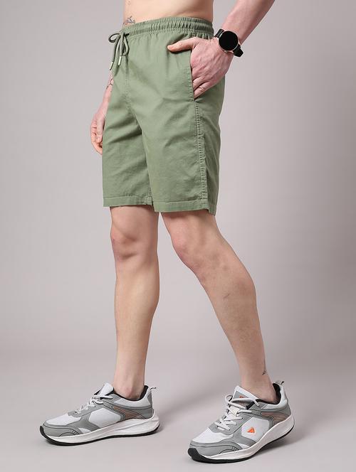 men olive cotton shorts three - fourth - 22271219 - Very Small Image - 1