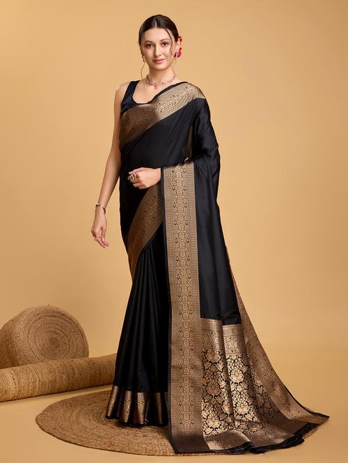 women solid with bordered saree with blouse - 22274030 - Very Small Image - 1