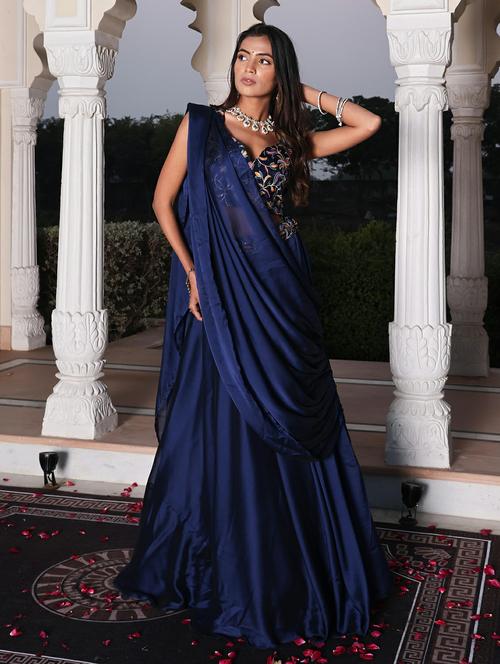 Women Solid Semi Stitched Flared Lehenga - 22274252 - Very Small Image - 1