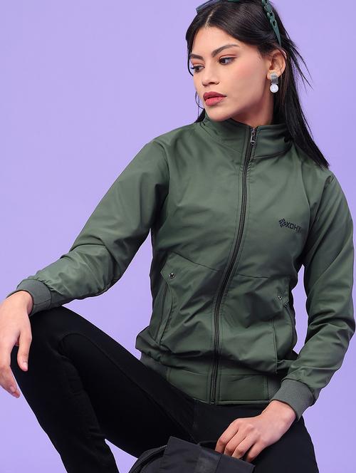 women solid long sleeve bomber jacket - 22274949 - Very Small Image - 1