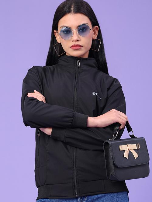 women solid long sleeve bomber jacket - 22274950 - Very Small Image - 1