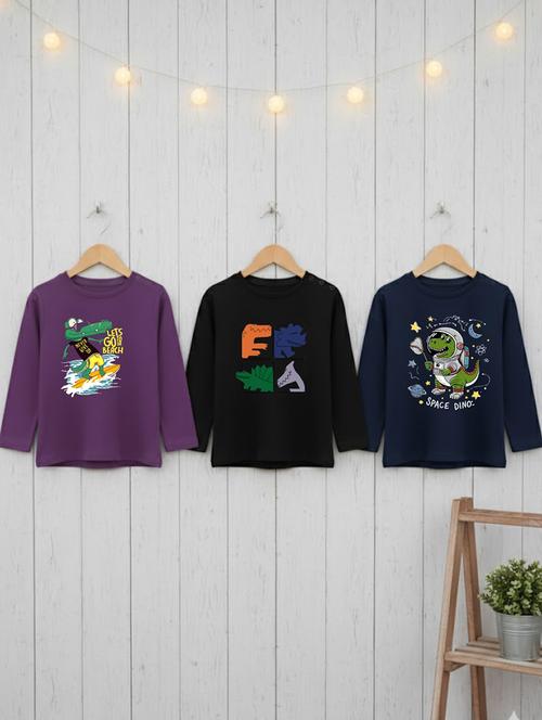 kids pack of 3 printed long sleeve t-shirt - 22275198 - Very Small Image - 1