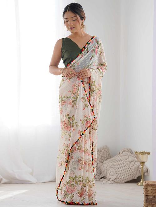 women printed casual wear saree with blouse - 22275439 - Very Small Image - 1