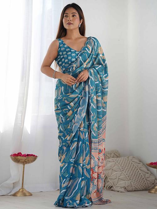 women printed casual wear saree with blouse - 22275461 - Very Small Image - 1