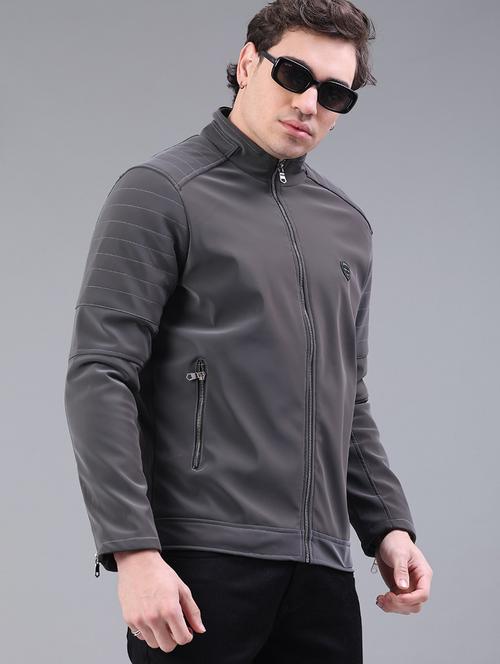 men solid long sleeve biker jacket - 22276094 - Very Small Image - 1
