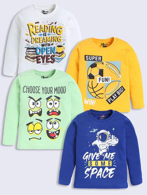 boys pack of 4 printed long sleeve t-shirt - 22276793 - Very Small Image - 1
