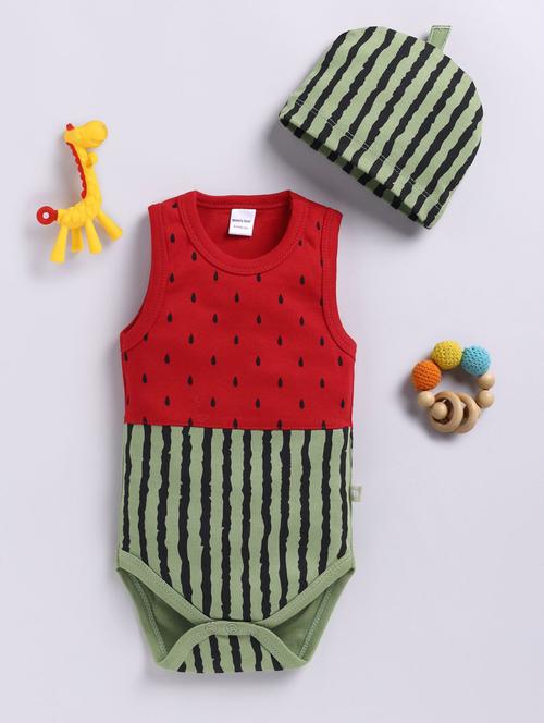 kids printed sleeveless onesies with cap - 22276998 - Very Small Image - 1