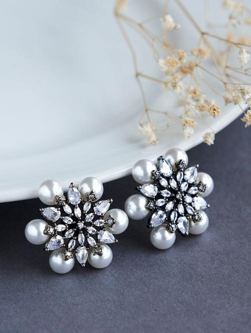 opal touch timeless beauty white pearl studded earrings - 22277908 - Very Small Image - 1