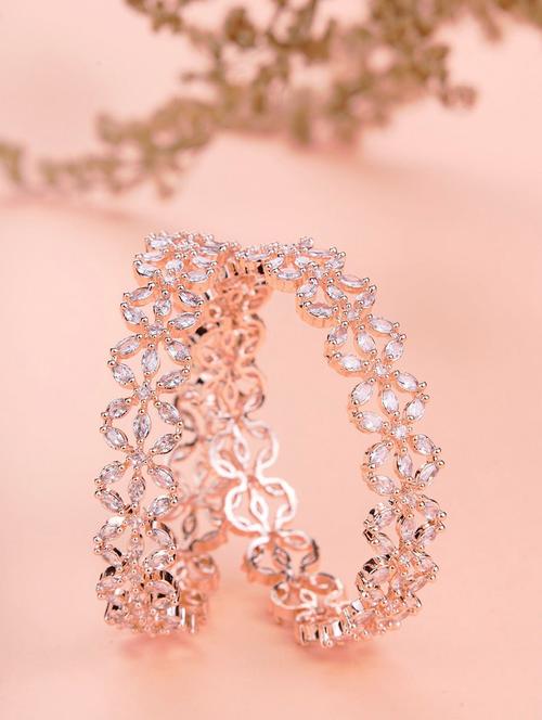Star Rose Gold Plated Bangles (pack Of 2) - 22278186 - Very Small Image - 1