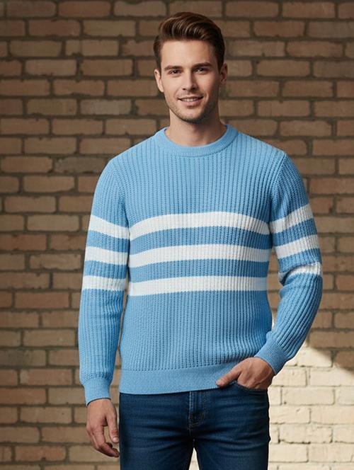 men striped long sleeve regular fit pullover  - 22278309 - Very Small Image - 1